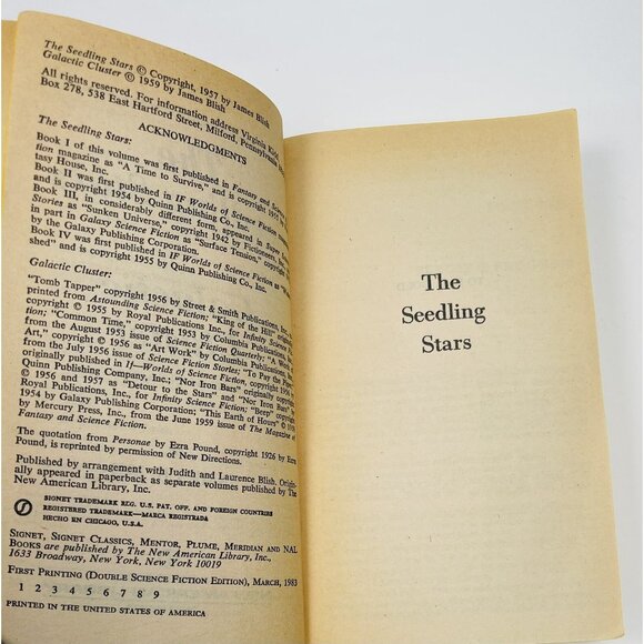 The Seedling Stars & Galactic Cluster by James Blish (1983, Paperback, Signet) - Picture 3 of 6